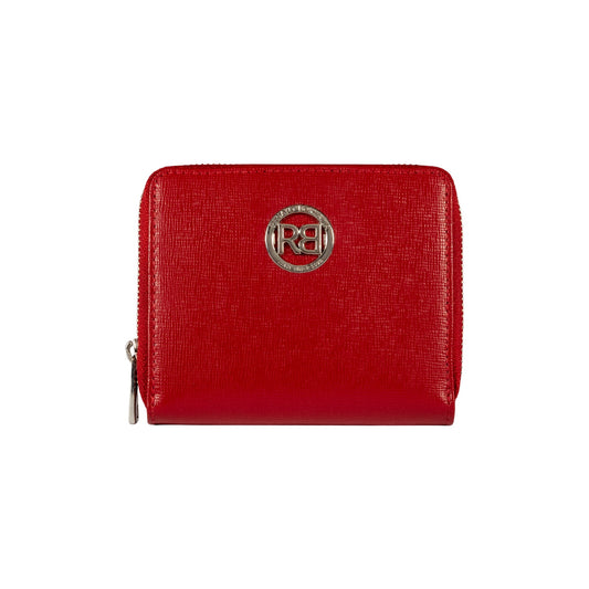 RB1086V | Women's Zip Around Wallet Made in Italy in Genuine Saffiano Leather. Polished Silver Metal Hardware. Color: Red. Dimensions (closed): 10 x 12 x 2 cm